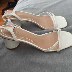 Women's White Strappy Heeled Sandals